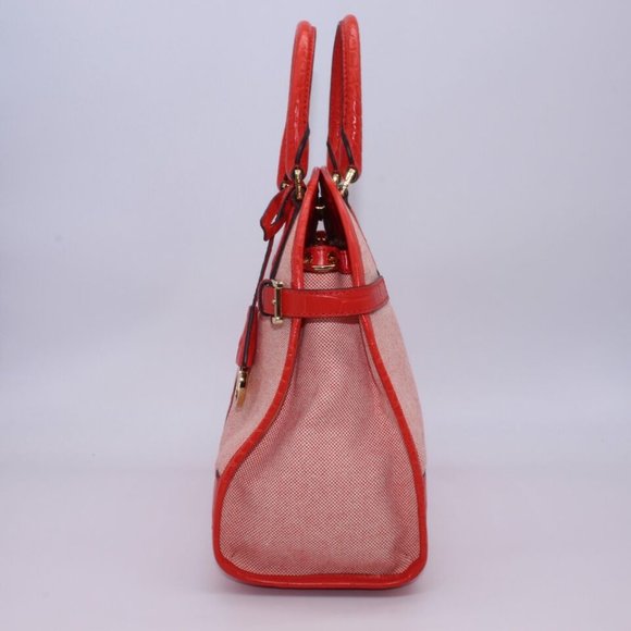 Michael Kors Bowling SATCHEL Shoulder Bag Purse Red Embossed Leather - Picture 5 of 13